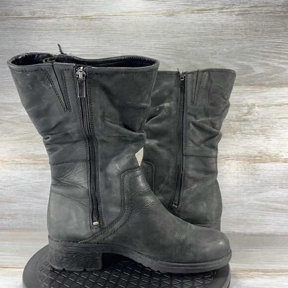 Clarks Women’s Mansi Black Leather Juniper Moto Riding Boots Size 8.5 - Picture 9 of 10